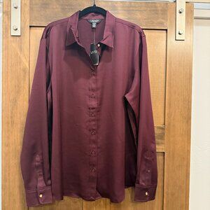 LAUREN RALPH LAUREN CLASSIC FIT SATIN CHARMEUSE BLOUSE - NWT - SIZE XXL
